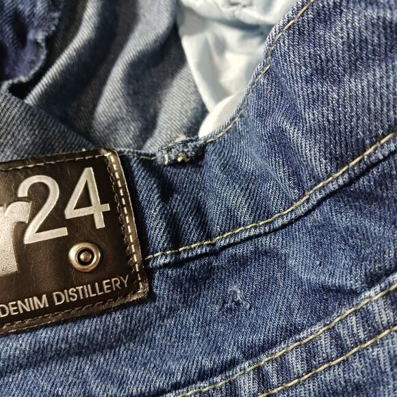 WT02 Acid Wash Denim Jeans Men's 32x30(29) Stretch Faux Double Knee Blue........ - Picture 4 of 14